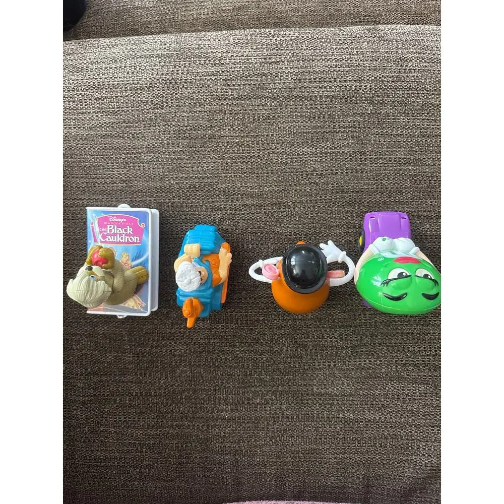 Vintage Toy Lot Figurines Potato Head Fred Flintstone Black Cauldron 1980s